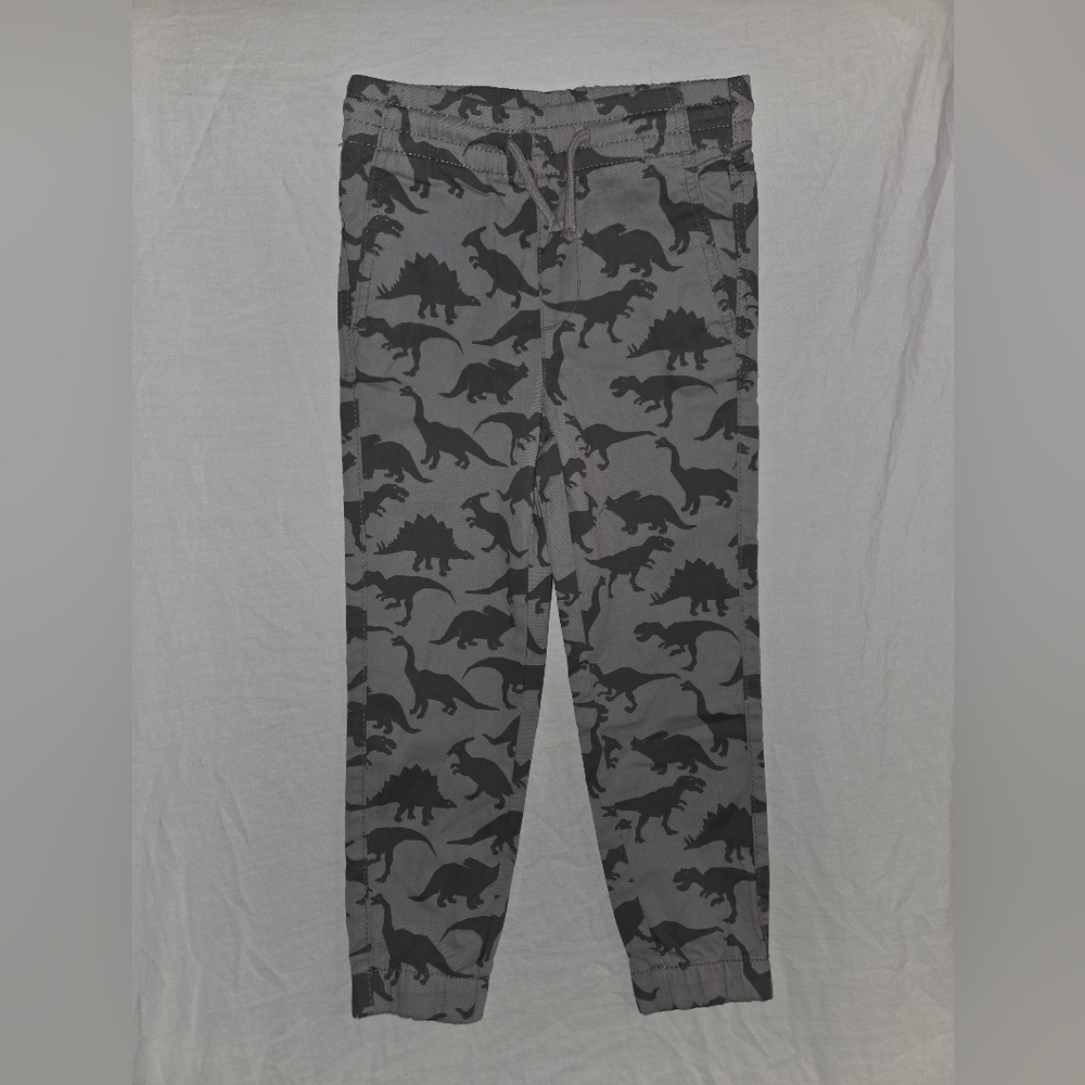 H&M Gray Dinosaur Print Pull On Joggers 6Y